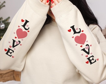 Love Embroidery design, Valentine's Day Embroidery File, Romantic Heart Sleeve Embroidery Pattern Machine Embroidery File digital Download
