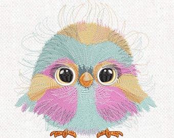 Funny Chicken Machine Embroidery Design, Colorful Chick (Instant Download)