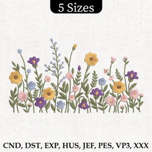 Wildflowers Machine Embroidery Design, Cottagecore Wild Flowers, Boho Flower, Wildflower Embroidery Design, Floral Machine Embroidery File