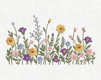 Wildflowers Machine Embroidery Design, Cottagecore Wild Flowers, Boho Flower, Wildflower Embroidery Design, Floral Machine Embroidery File
