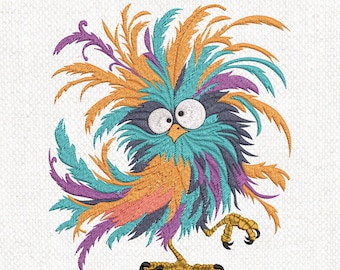 Funny Crazy Chicken Embroidery Design, Cute Chicken Machine Embroidery File, Fall Embroidery, 5 sizes, trendy embroidery, Instant Download