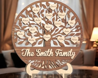 Personalized Family Tree Sign SVG Grandkids tree sign svg lasercut Tree Of Life SVG Family Name Tree SVG Glowforge svg files Laser cut files
