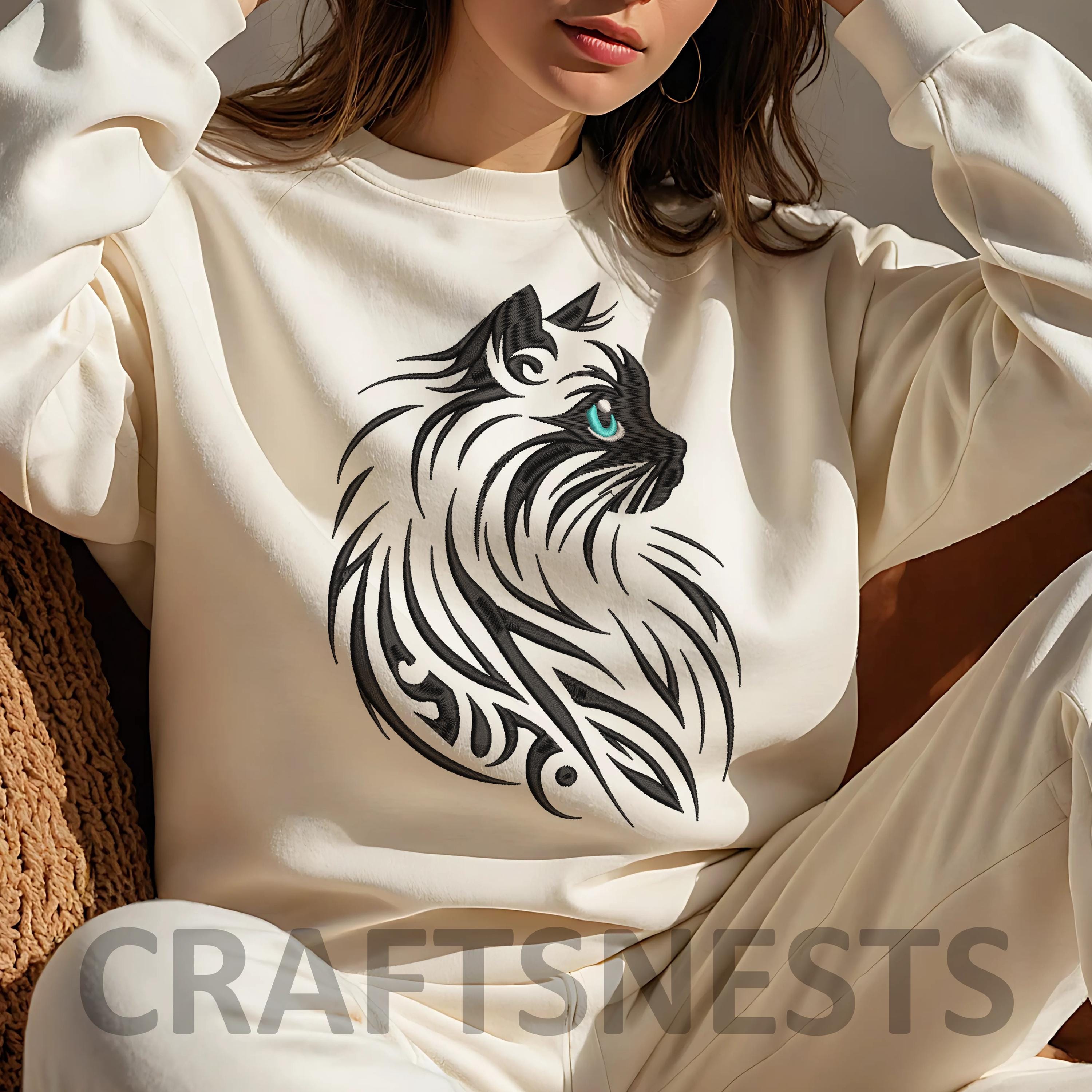 Stylish Cat Embroidery Design Cute Cat Machine Embroidery File Cute ...