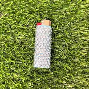 One blinged Rhinestone Bedazzled Bic Lighter Blue