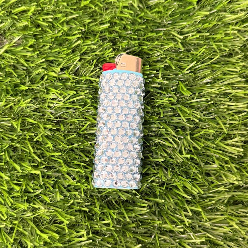 One blinged Rhinestone Bedazzled Bic Lighter Blue