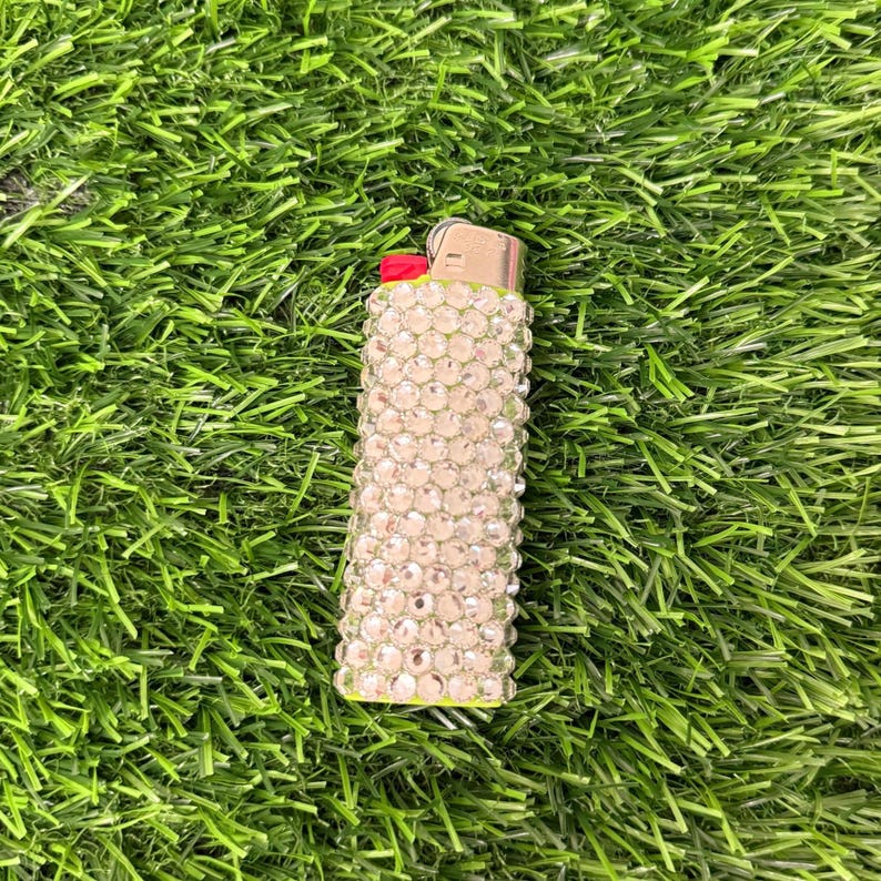 One blinged Rhinestone Bedazzled Bic Lighter Silver