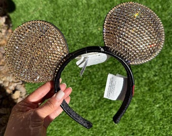 Gold Blinged Rhinestone Bedazzled Mouse Ears for Adults