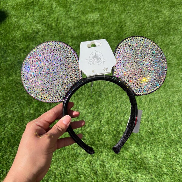 Iridescent Blinged Rhinestone Bedazzled Mouse Ears for Adults