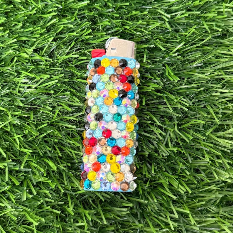 One blinged Rhinestone Bedazzled Bic Lighter Rainbow