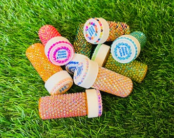 Blinged Rhinestone Bedazzled Pill Bottle Medicine Container