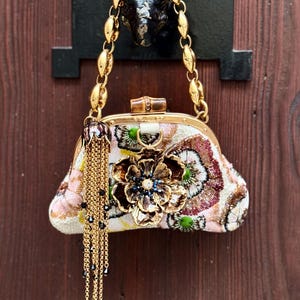 Extremely Rare Vintage Gucci Mini Silk Bag – Beaded Floral Embellishment, Limited Edition, Collectible Luxury Handbag, Fashion Glamour