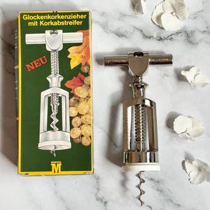 Vintage West Germany Monopol Bell Corkscrew in Original Box, German Barware Wine Lover Gift