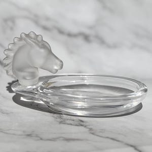 Vintage 1960s Crystal Horse Head Dish Ashtray by Sèvres, French Vide-Poche – Luxury Equestrian Decor