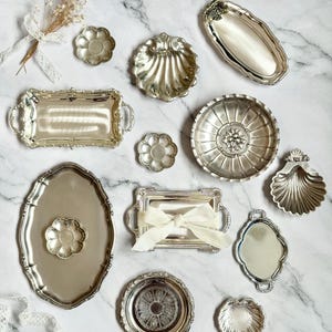 Vintage versilberte Schmuckschalen & kleine Schüsseln, verschiedene Mini Catchall Schalen für Schmuck und Tischdekor