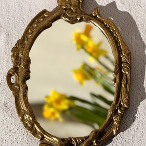 Antique 1930s Art Nouveau Bronze Hand Mirror With Angel Handle and ...