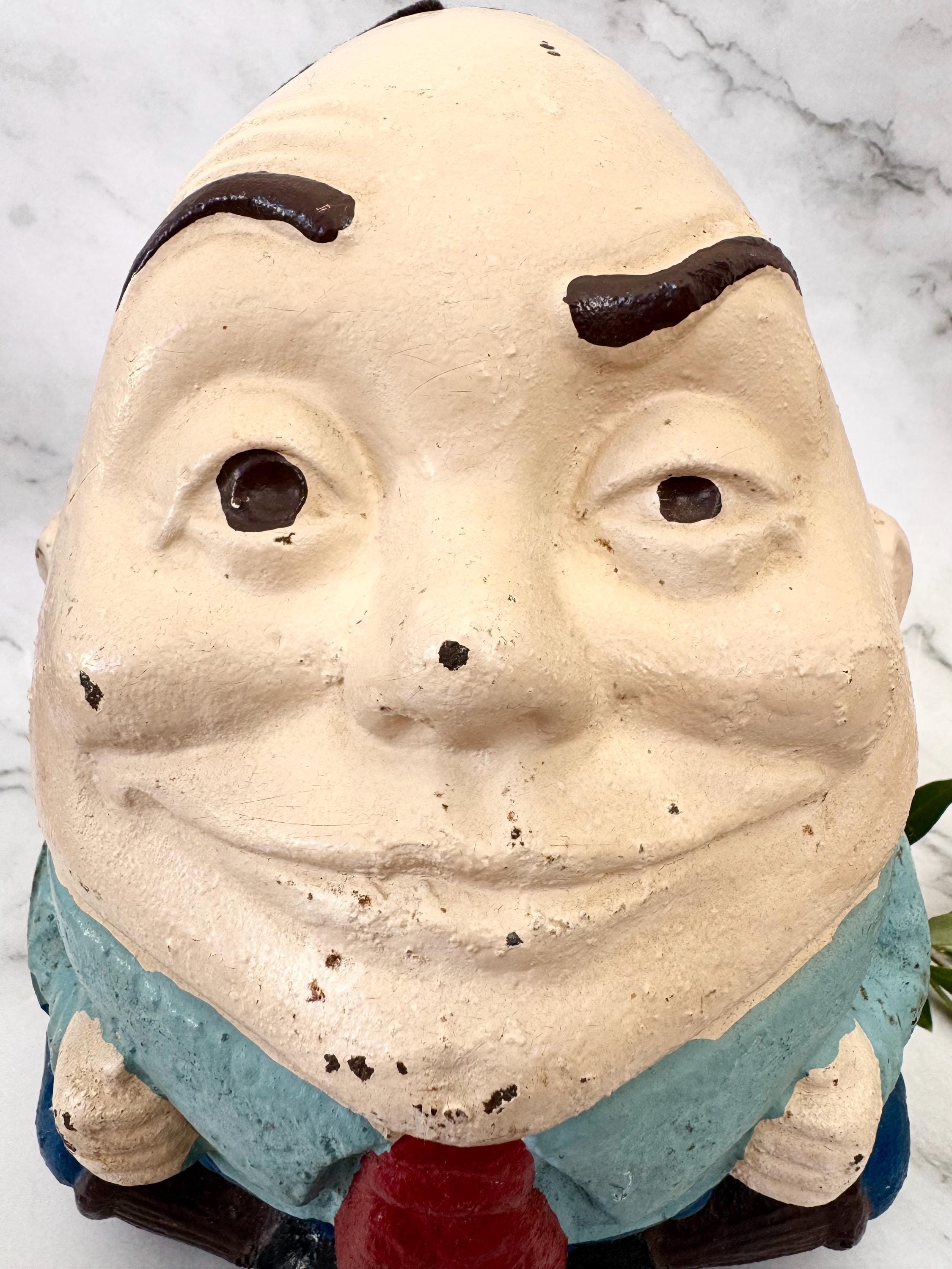 ビンテージ ハンプティダンプティ Antique Early 1900s Cast Iron Humpty Dumpty Door Stop, Collectible