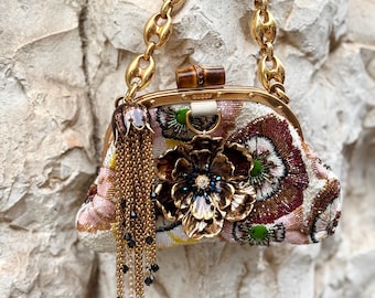 Extremely Rare Vintage Gucci Mini Silk Bag – Beaded Floral