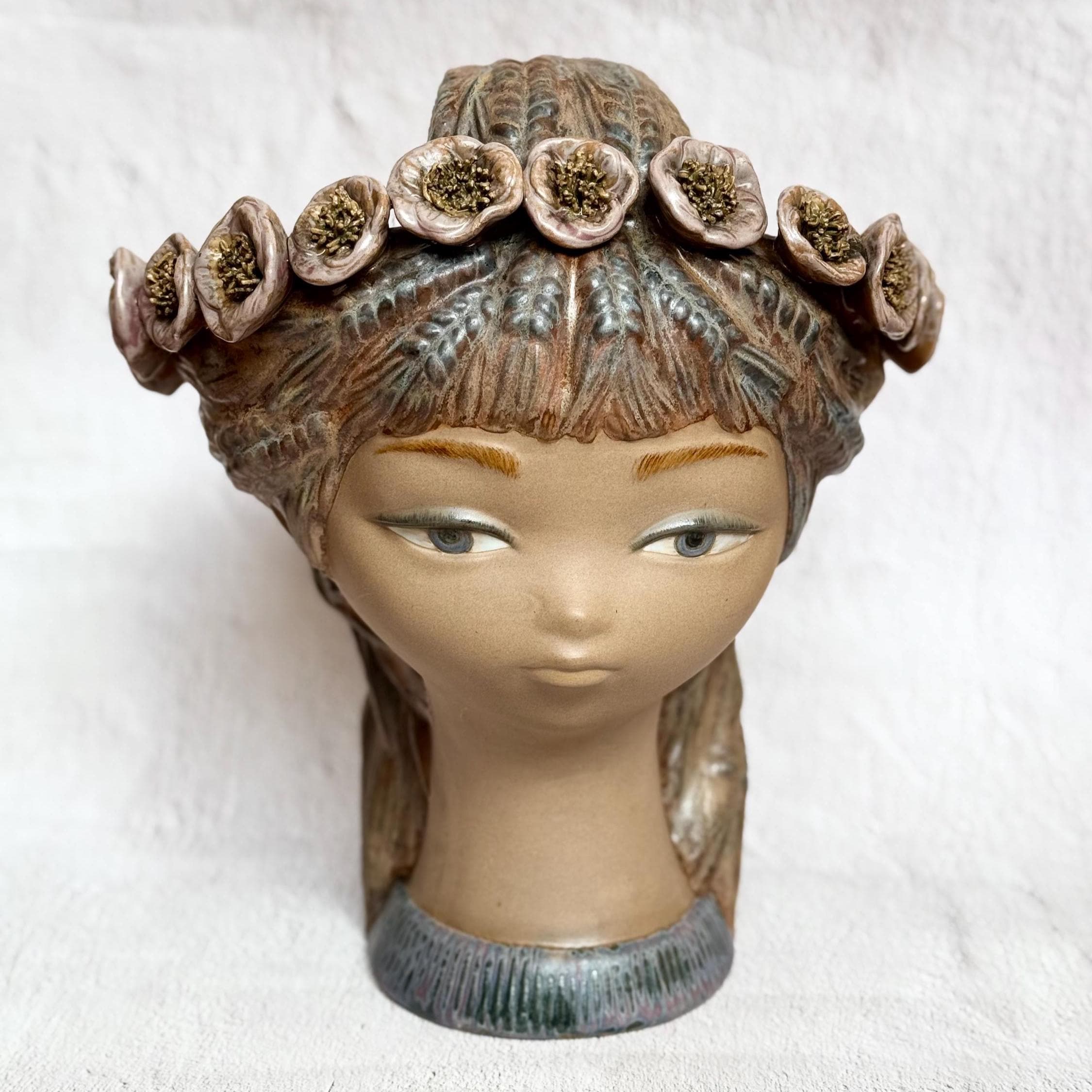 RARE Vintage 1970s Lladro Girl's Head 1107 “espigas Y Amapolas” by