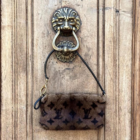 Extremely Rare Louis Vuitton Mink Fur Pochette, Monogram Milla