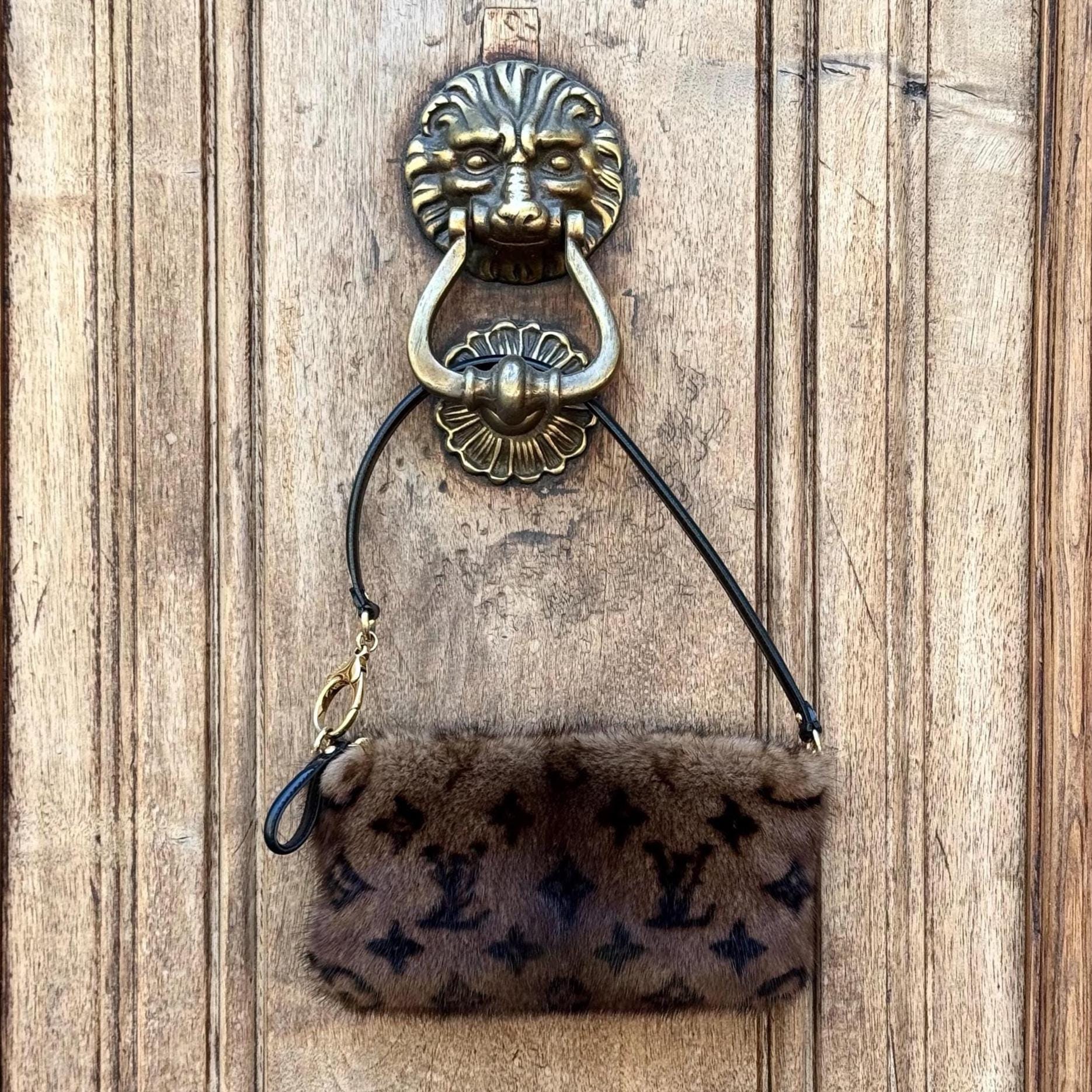 Extremely Rare Louis Vuitton Mink Fur Pochette, Monogram Milla