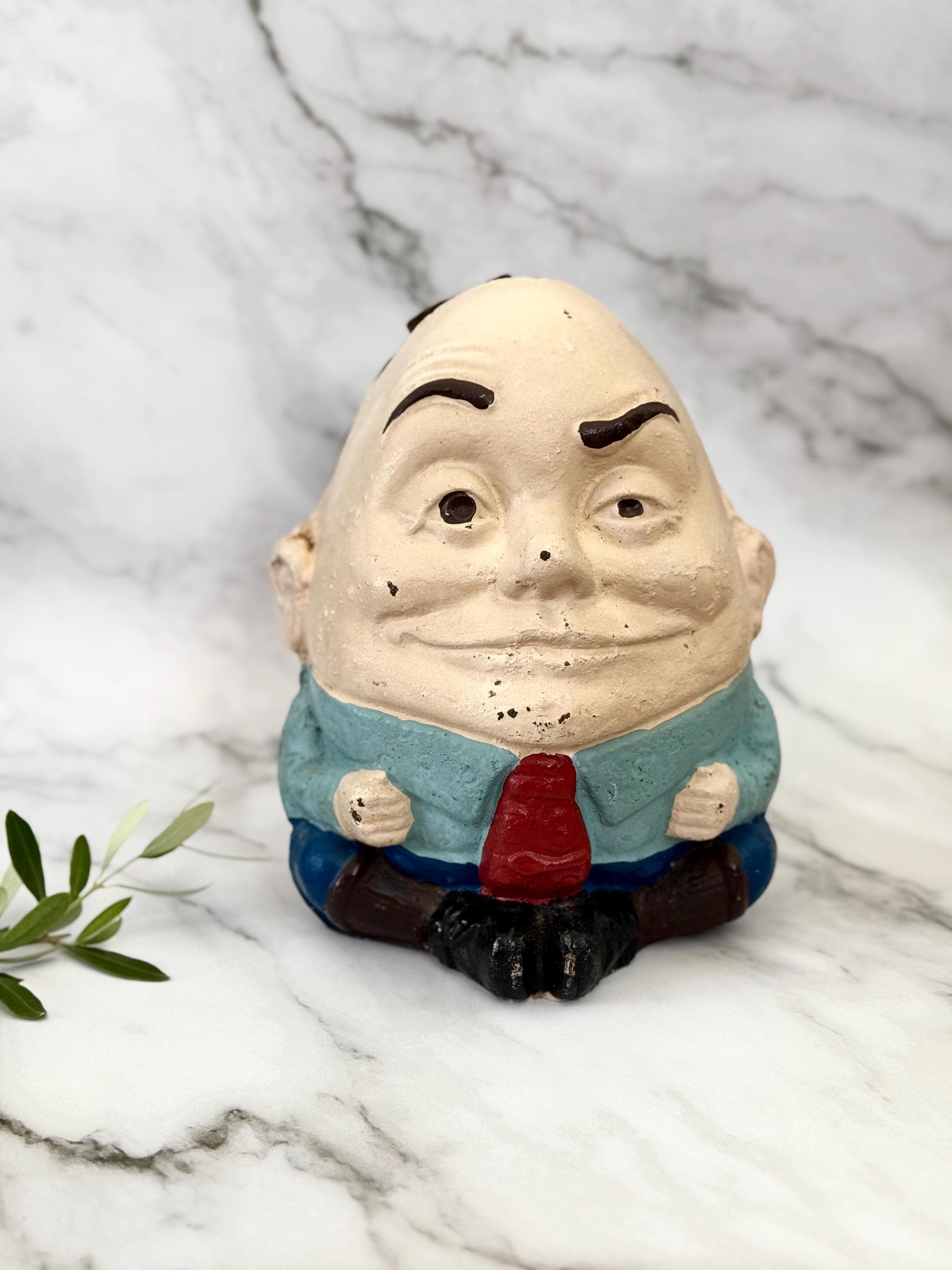 Antique Early 1900s Cast Iron Humpty Dumpty Door Stop, Collectible