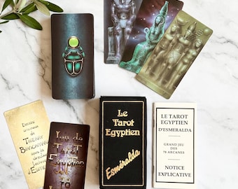 1999 First Edition Egyptian Tarot by Esmeralda, Ultra Rare Collector’s Deck, Out of Print, With French Booklet  Le Tarot Egyptien Esméralda