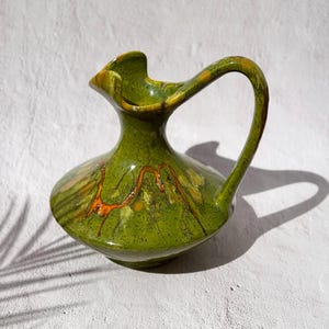 Large Bertoncello Ceramiche d&#39;Arte Fat Lava Pitcher Vase, 1960s Italian Ceramic, Sculptural Mid Century Modern Pottery, Vintage MCM Decor