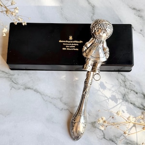Mid‑Century 935 Silver Baby Rattle by António Augusto & Filhos, In Original Box, 1960s Vintage Sterling Silver Baby Rattle 18g Baby Doll