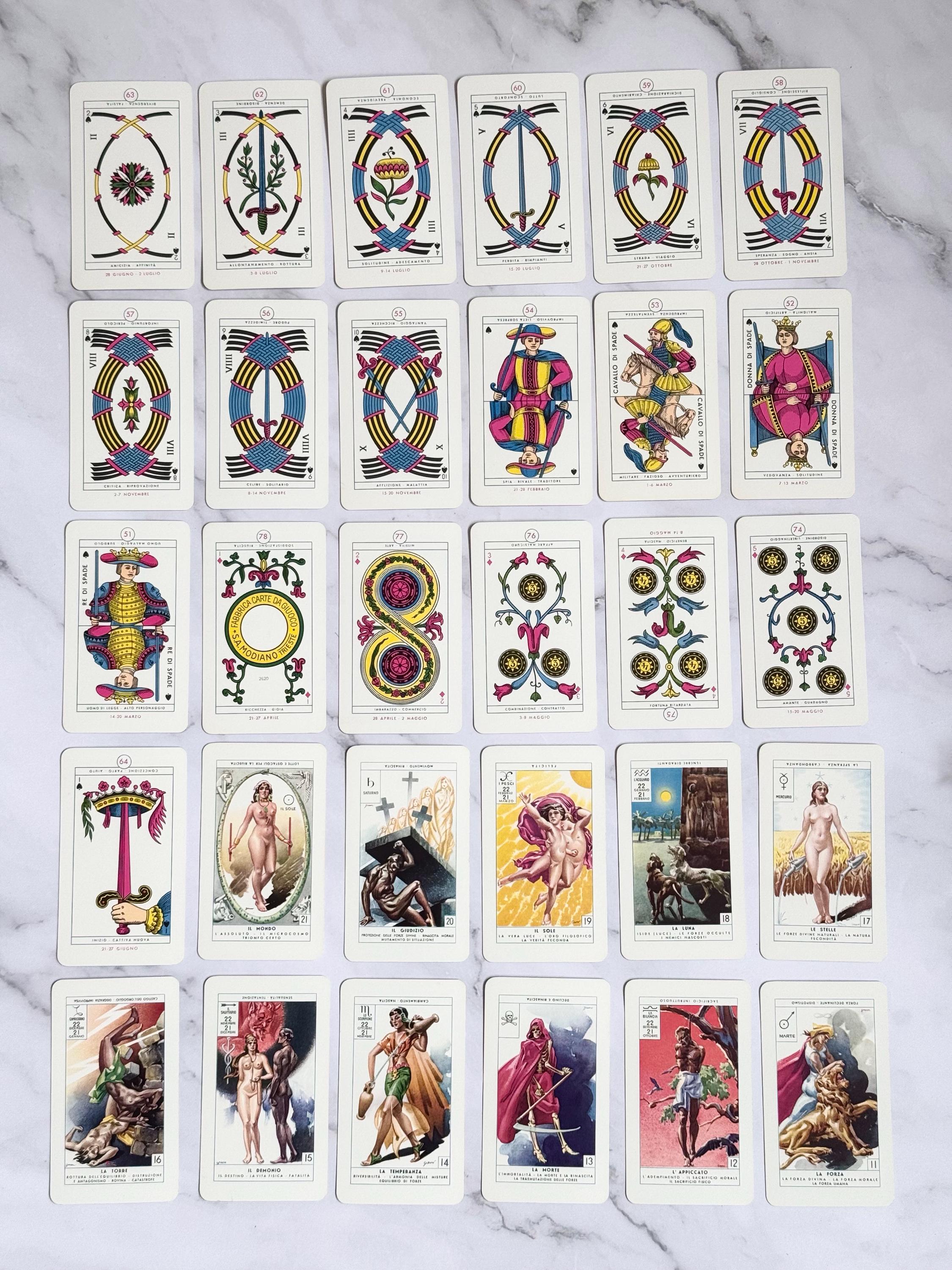 Rare 1975 Cartomanzia 184 Tarot Deck by Modiano, Original Italian 