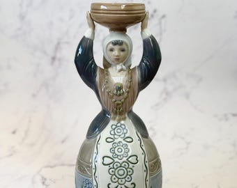 Extremely Rare Lladro 1160 Shepherdess with Traditional Dress, Vintage 1971-1975, Spanish Glazed Porcelain, Collectible Figurine