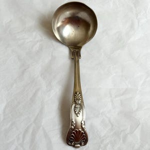 Vintage EPNS Silver Sauce Ladle Hallmarked Sheffield England, Classic silver Ornate Baroque Handle, Silver Plated Gravy Spoon Shell Design