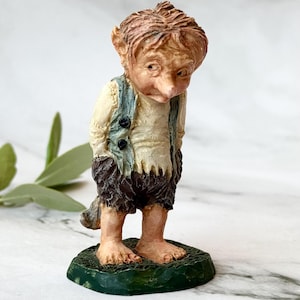 Vintage Norwegian Troll Figurine by Rolf Lidberg – Miniature Troll Collection, Helge Norskar Design – Nordic Folklore Troll Statue