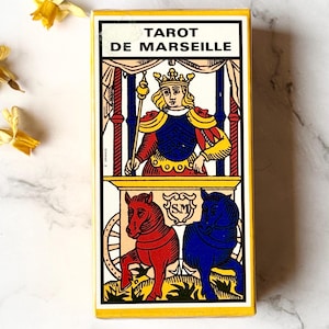Tarot de Marsella francés antiguo de Grimaud, 1986, baraja sellada, cartas de tarot coleccionables retro sin abrir, cartas de adivinación fabricadas en Francia