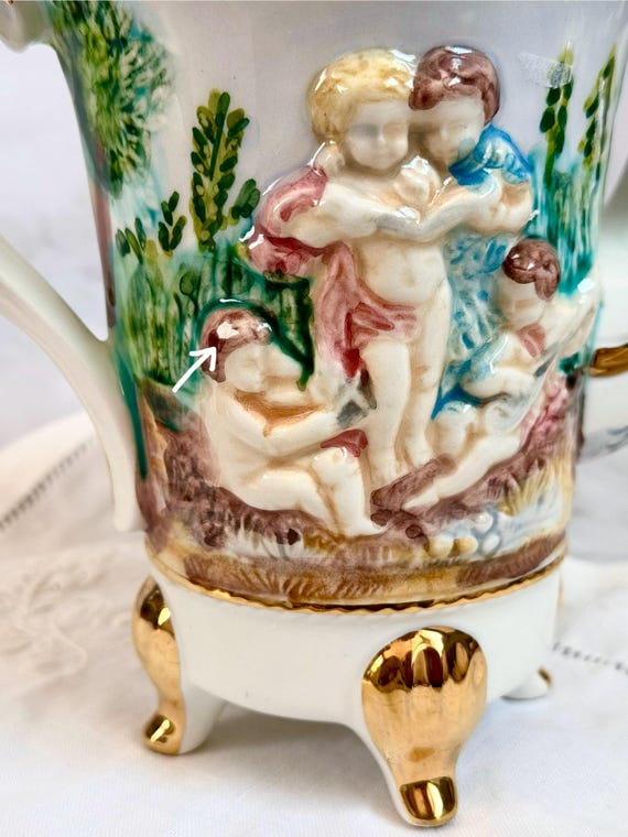 Lote Vintage GV Capodimonte Italy Porcelain Coffee Set With