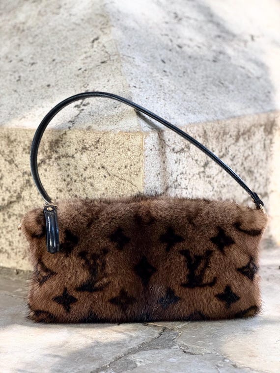 Extremely Rare Louis Vuitton Mink Fur Pochette, Monogram Milla