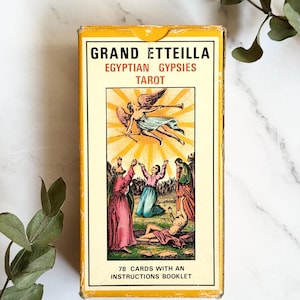 Tarot des gitans égyptiens Grimaud Grand Etteilla vintage rare 1977, jeu de cartes complet et guide, cartes de divination occultes à collectionner