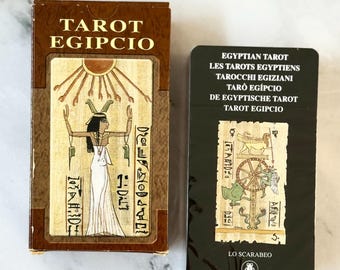 Vintage Tarot Egipcio NIEUW verzegeld dek, zeldzame Egyptische tarot, gemaakt in Italië in 2000 door Lo Scarabeo, mystieke tarotcadeau voor verzamelaars