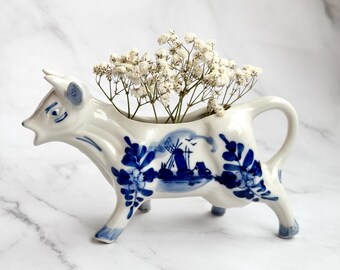 Petit Pot à Lait Et Crémier En Céramique Delf Blue, Peint à La Main, Style Artisanal Vintage