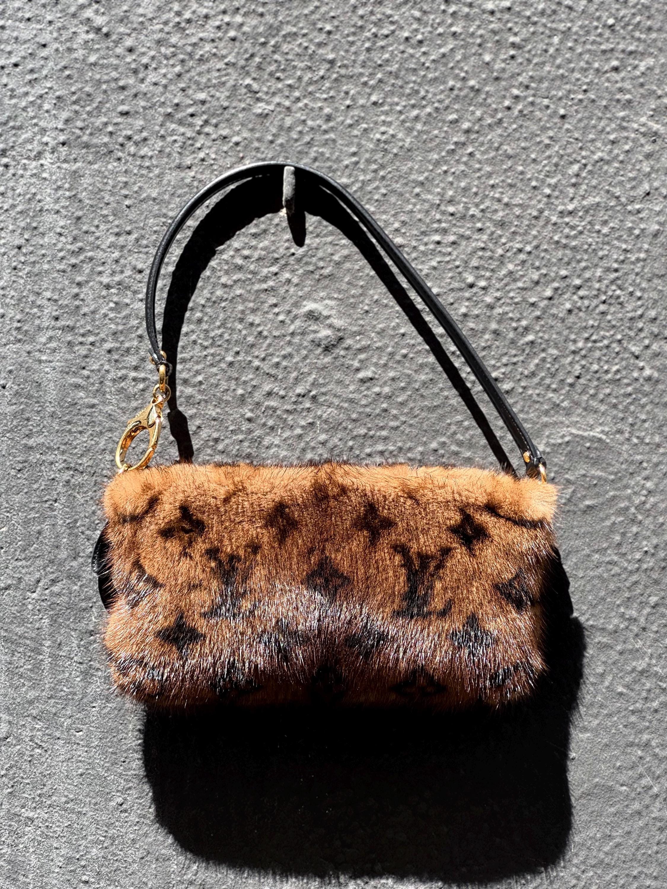 Extremely Rare Louis Vuitton Mink Fur Pochette, Monogram Milla