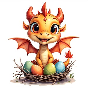 Baby Dragon Nursery Clipart | Cute Dragon 20 JPGs | Fantasy Digital Art for Scrapbooking, Crafts, Party Decorations | Digital Download |