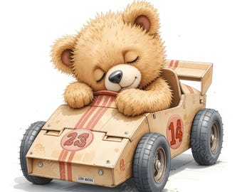 Watercolor Sleeping Teddy Bears Clip Art | 14 JPG Nursery Bear Art Set | Baby Shower Clipart | Digital Download | Commercial Use |