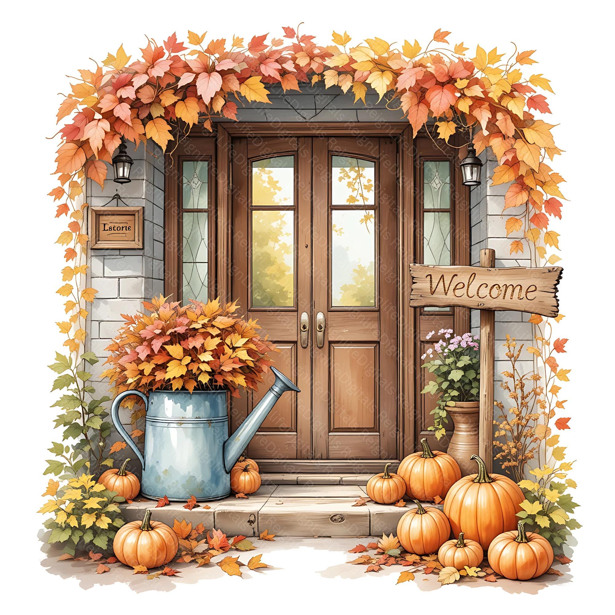 Cozy Fall Front Porch Clipart | Fall Autumn Porch Decore | Thanksgiving ...