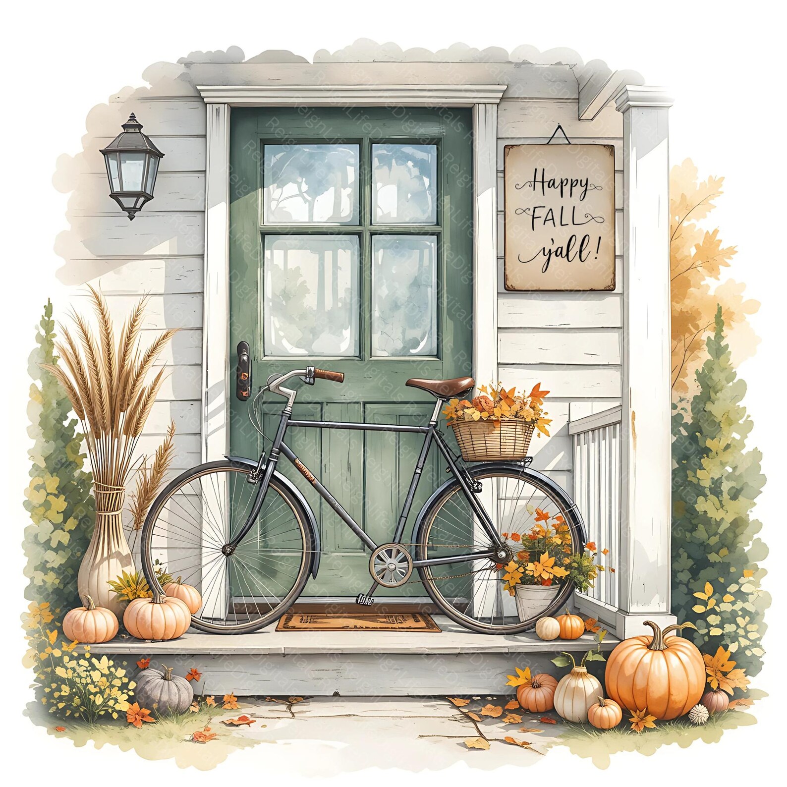Cozy Fall Front Porch Clipart | Fall Autumn Porch Decore | Thanksgiving ...