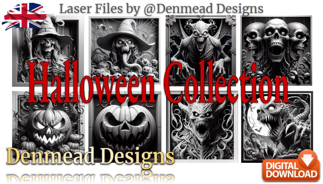 8 High Quality Halloween Laser PNG Bundle ** 3D Illusions ready to engrave on Slate, Wood etc ** Lightburn, LaserGRBL **