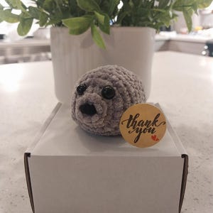Crochet Baby Seal Sparkly Amigurumi, Handmade, Fluffy, Plush, Chenille Yarn, Crochet Seal, Festive image 8