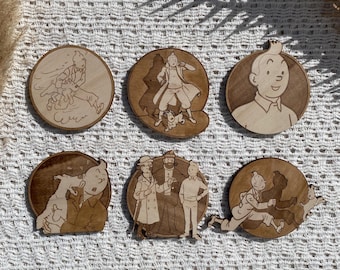 Tintin Wooden Coasters - Handmade Adventure Decor