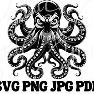 Octopus Digital Download - SVG Clipart Cricut Projects Vector Images Cutting Files Cameo Engraving JPG PNG Design Laser Cut Ocean Creatures