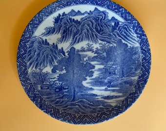 ANTIQUE JAPANESE BLUE and white Charger Plate