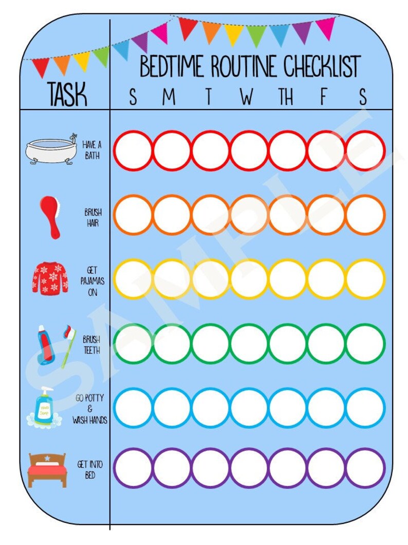 Printable Bedtime Routine Checklist Etsy UK