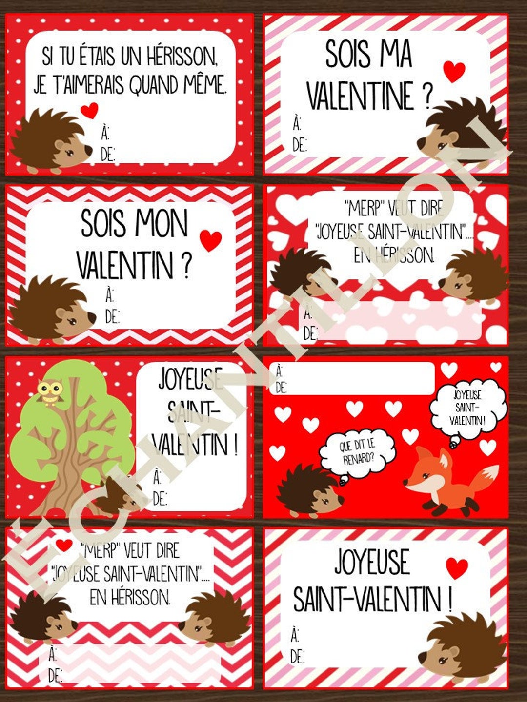 Que Veut Dire Where Are You From FRENCH Printable Hedgehog Valentine's Cards - Etsy Hong Kong